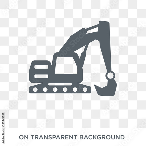 Excavator icon. Trendy flat vector Excavator icon on transparent background from Construction collection. High quality filled Excavator symbol use for web and mobile