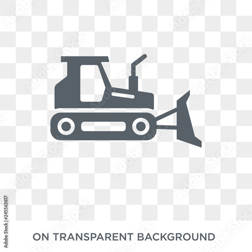 Bulldozer icon. Trendy flat vector Bulldozer icon on transparent background from Construction collection. High quality filled Bulldozer symbol use for web and mobile