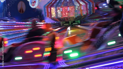 fairground funfair waltzer spinning ride at night stock, footage, video, clip photo