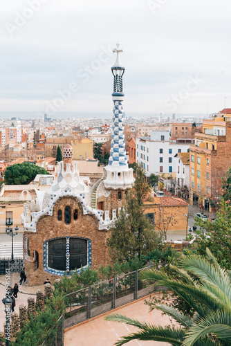 View of Park Guell, in Barcelona, Spain