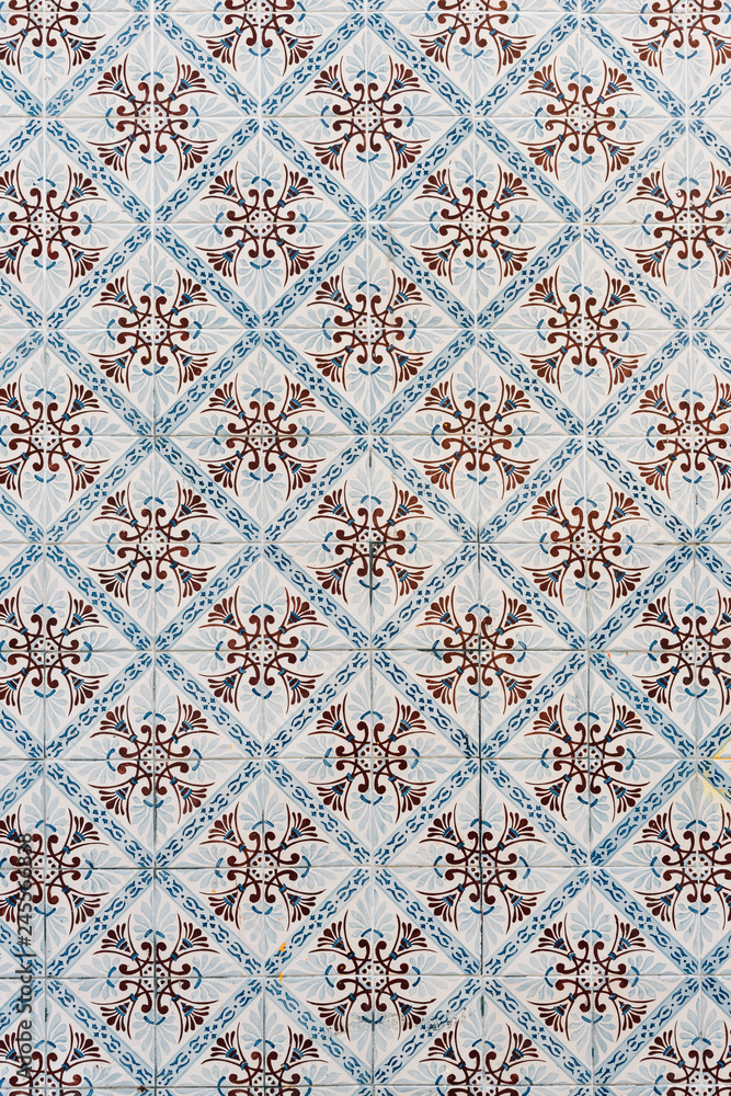 Portuguese azulejo tile pattern in Lisbon, Portugal