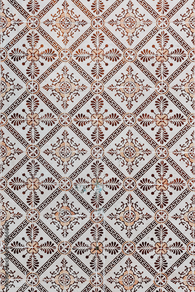 Portuguese azulejo tile pattern in Lisbon, Portugal