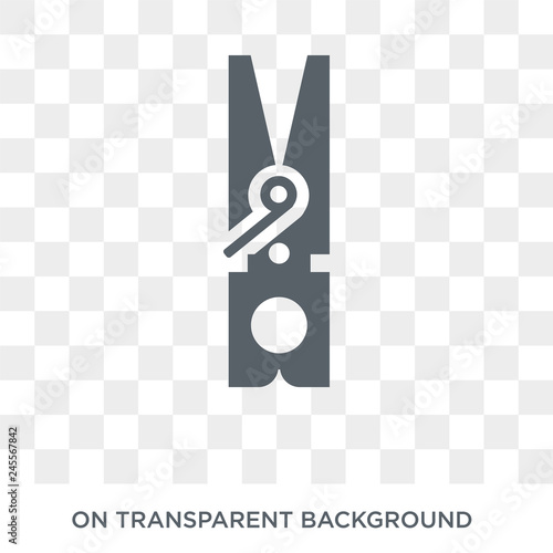 Clothes peg icon. Trendy flat vector Clothes peg icon on transparent background from Cleaning collection. High quality filled Clothes peg symbol use for web and mobile