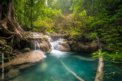 Waterfall in forest at Erawan waterfall National Park  Kanchanaburi  Thailand