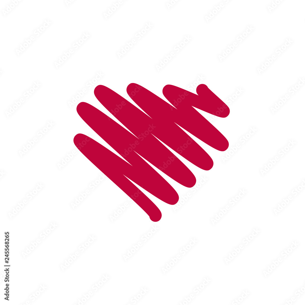 Hand painted red heart, one line. Hand drawing of heart doodle by crayon . use for background Hand painted red heart, one line. Hand drawing of heart doodle by crayon . use for background