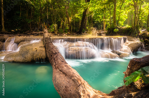 Waterfall in forest at Erawan waterfall National Park, Kanchanaburi, Thailand