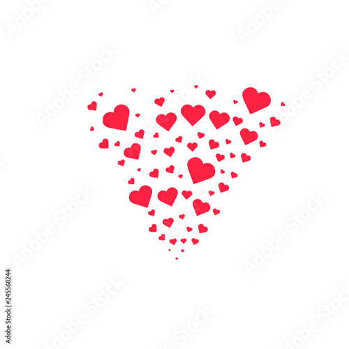 Heart shapes background. Heart confetti burst isolated. Valentines day concept. Vector festive illustration.