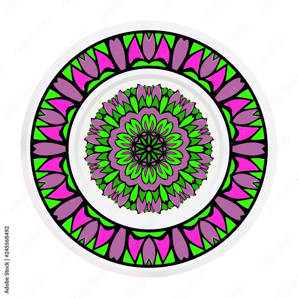 Decorative plates with Mandala ornament patterns. Home decor background. Vector illustration Decorative plates with Mandala ornament patterns. Home decor background. Vector illustration