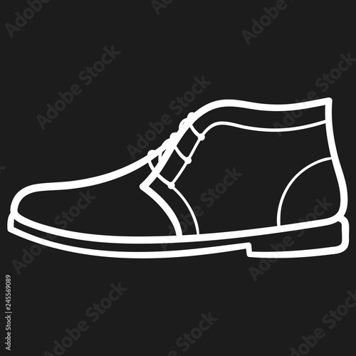 Mans boot outlined icon in dark background