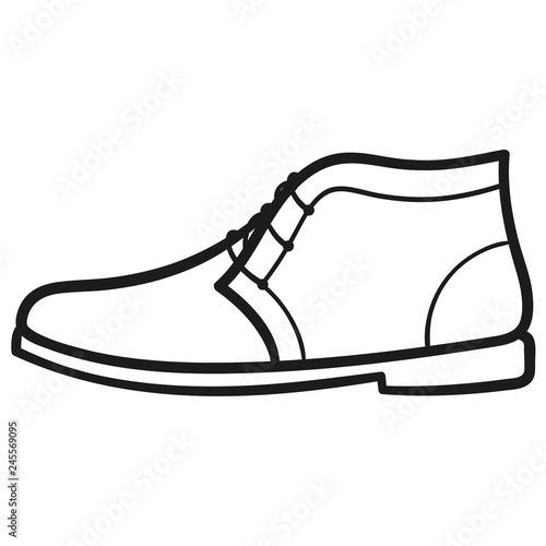 Mans boot outlined icon in white background