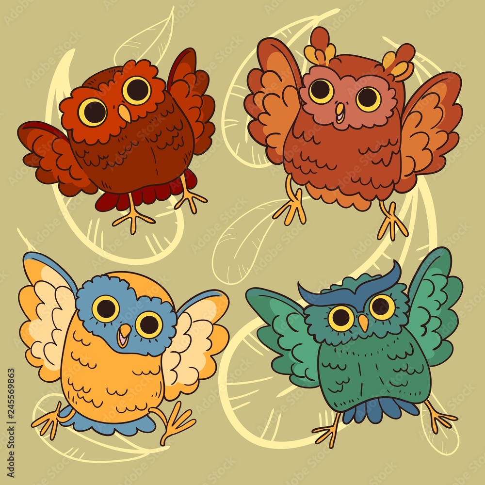 Fototapeta premium Set of an cute owls
