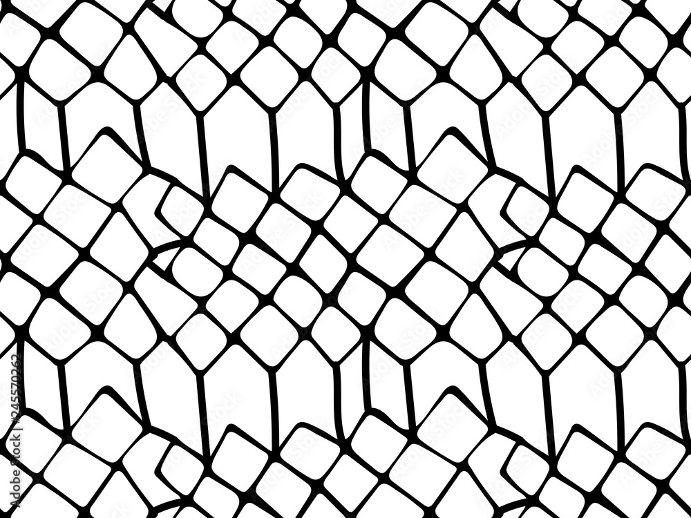 Black and white seamless pattern with line rectangles mesh ornate texture. Endless monochrome texture. Animal skin ornament. Geometric background. Black and white seamless pattern with line rectangles mesh ornate texture. Endless monochrome texture. Animal skin ornament. Geometric background.