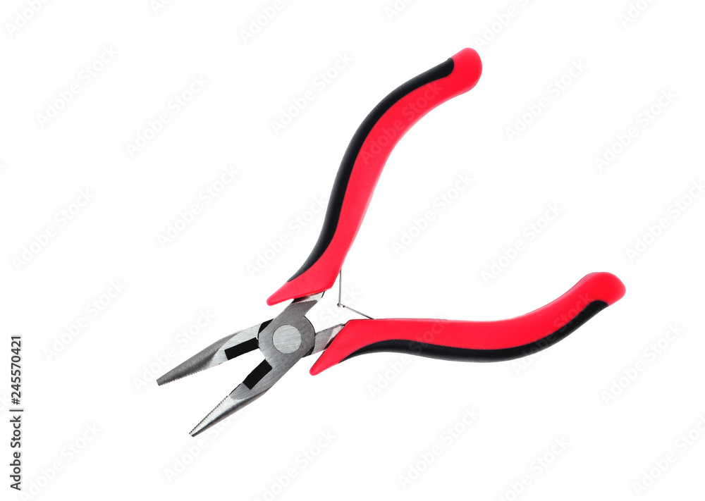 round nose pliers red black isolate close up round nose pliers red black isolate close up