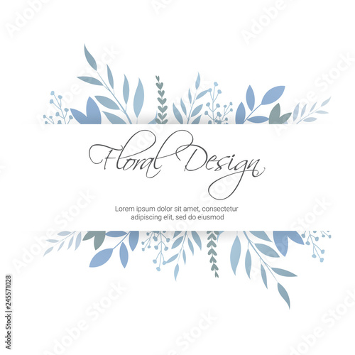 Banner on flower background. Wedding Invitation, modern card Design. Save the Date Card Templates Set with Greenery, Decorative Floral and Herbs Element. eps10.