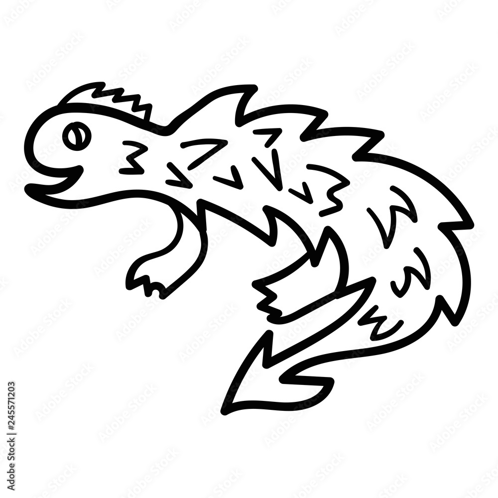 Cartoon doodle linear lizard isolated on white background. Vector illustration. Cartoon doodle linear lizard isolated on white background. Vector illustration.