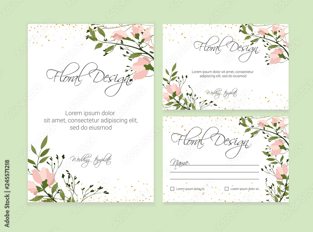 Wedding Invitation, floral invite card Design . eps 10.
