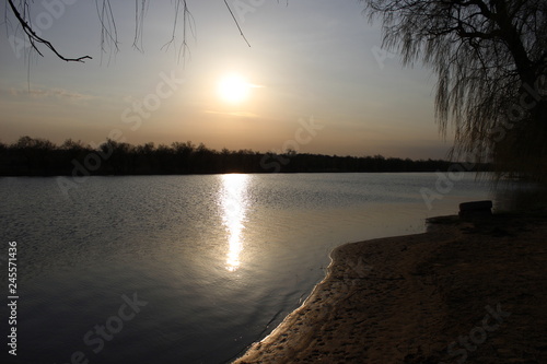sunset on lake