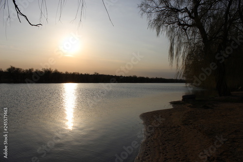 sunset on lake