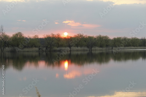 sunset over lake