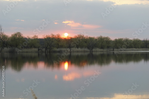 sunset over lake