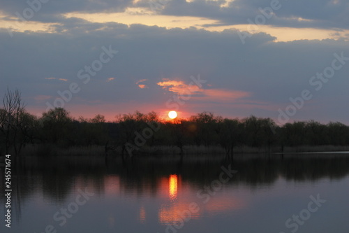 sunset over the lake