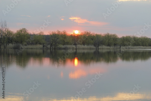 sunset over lake