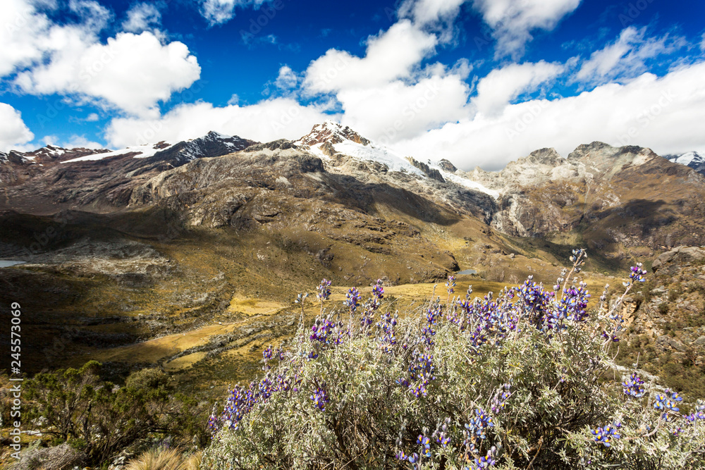 Andes mountain landscape high altitude on route to Laguna 69 near Huaraz, Peru Andes mountain landscape high altitude on route to Laguna 69 near Huaraz, Peru