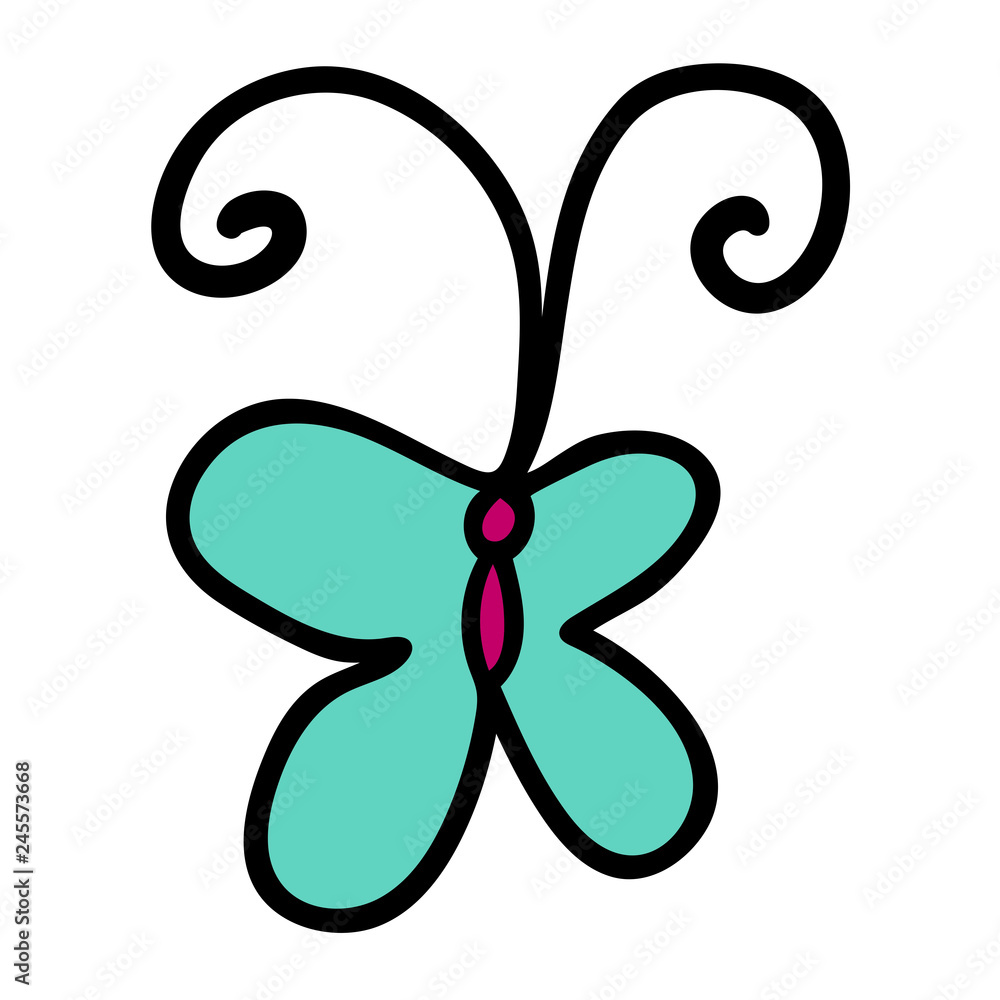 Cartoon doodle linear butterfly isolated on white background. Vector illustration. Cartoon doodle linear butterfly isolated on white background. Vector illustration.