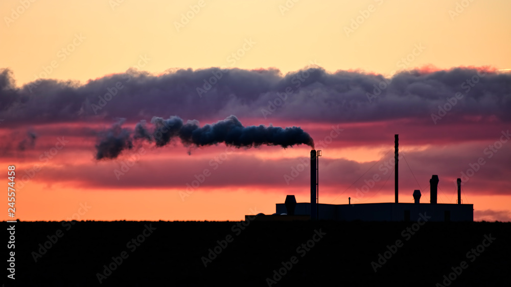Heat and Power Station in the Sunset