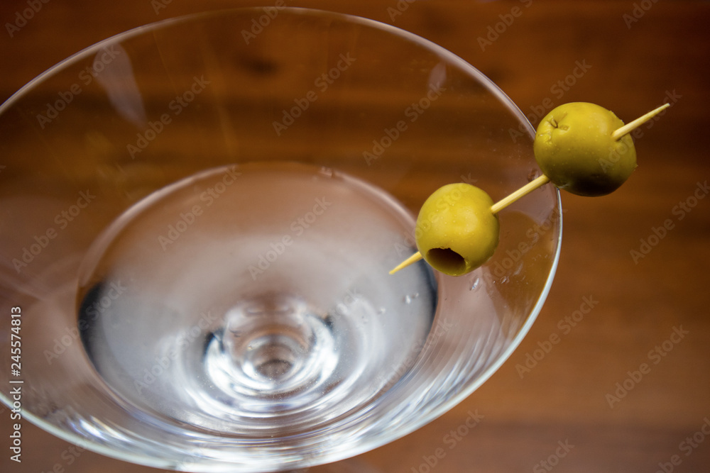 Vodka Martini cocktail with olives Vodka Martini cocktail with olives