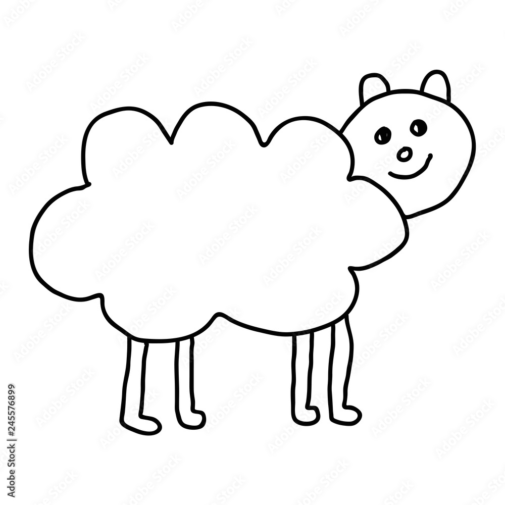 Cartoon doodle linear sheep isolated on white background. Vector illustration. Cartoon doodle linear sheep isolated on white background. Vector illustration.