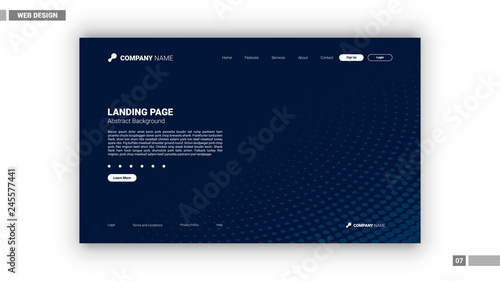 Web design mockup with blue dot background