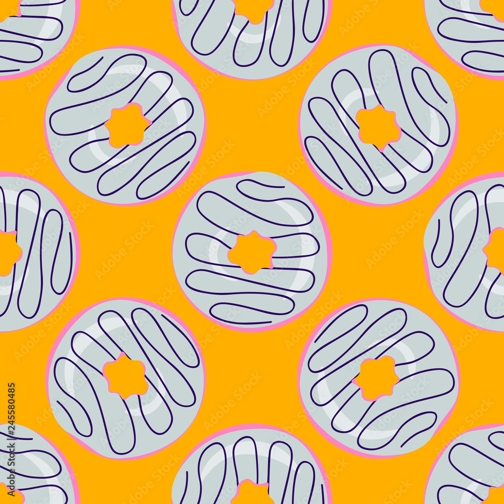 Seamless pattern with sweet donuts. Vector illustration.