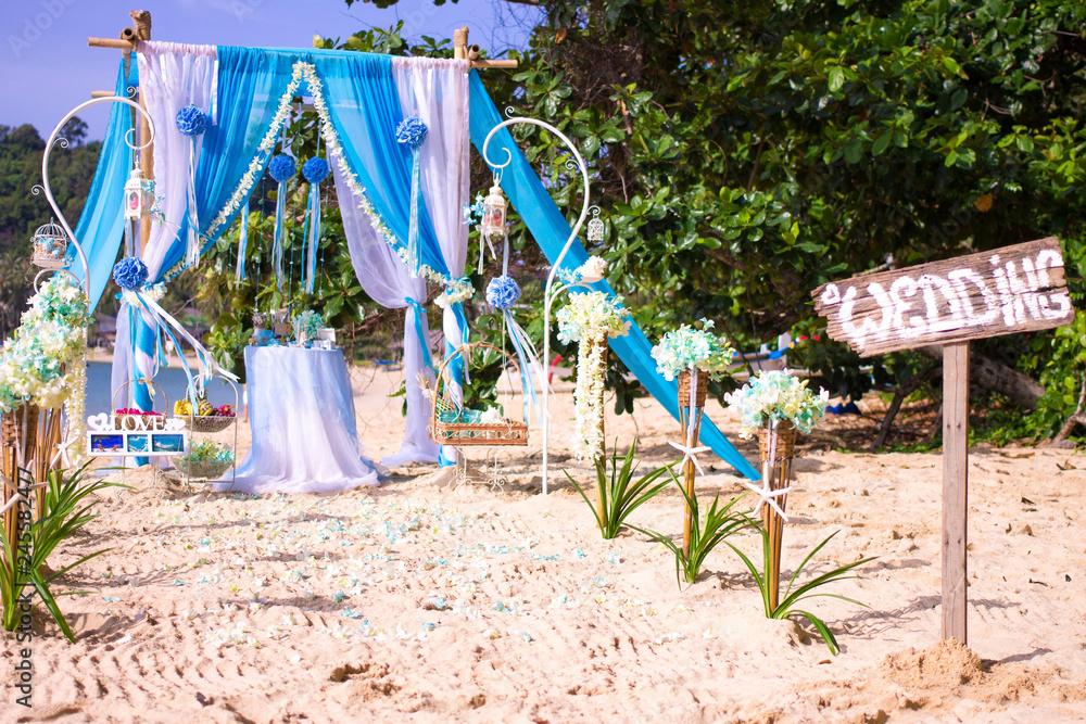 Wedding ceremony at the seaside. Details.