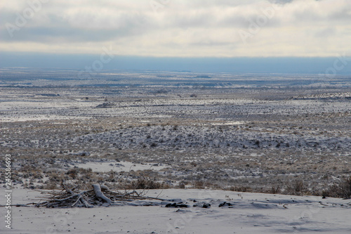 Snow covered desert landscape outside Holbrook Arizona