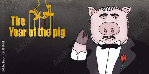 The Godfather is a pig, a symbol of 2019. photo