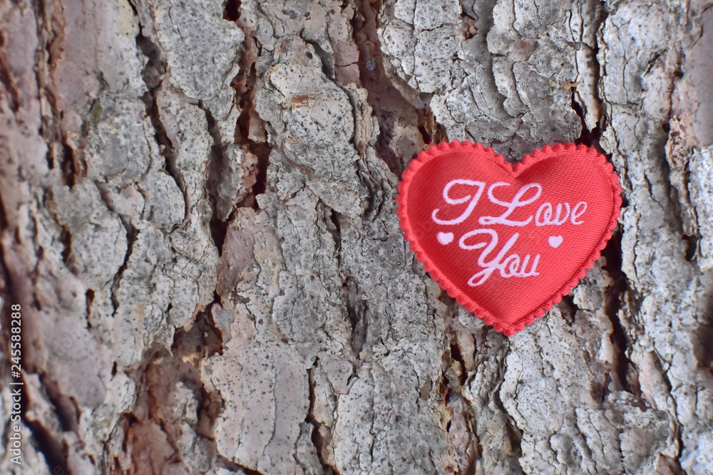 red heart with words - i love you, on the wooden background red heart with words - i love you, on the wooden background