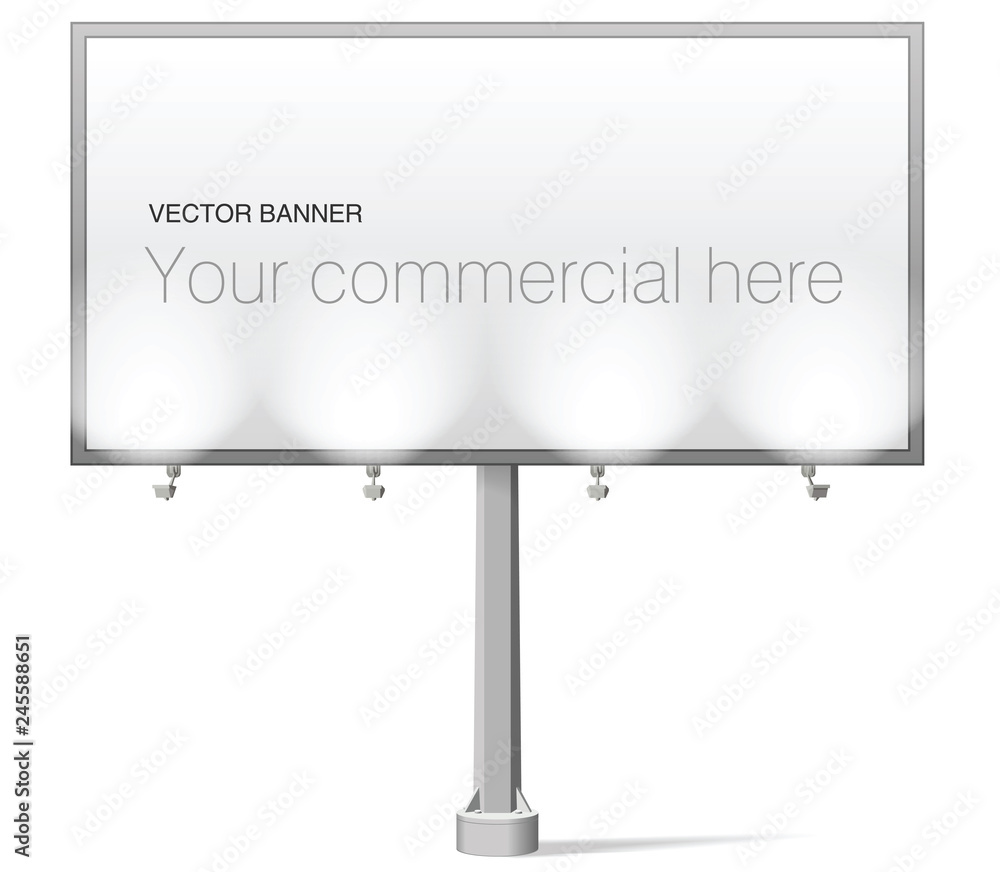 Fototapeta premium Large blank, empty, white vector billboard screen on white background for you advertisement and design