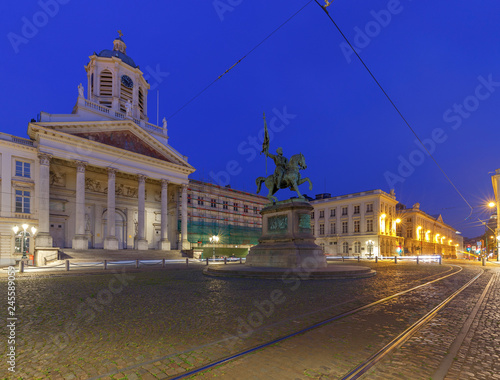 Brussels. Royal square at sunset.