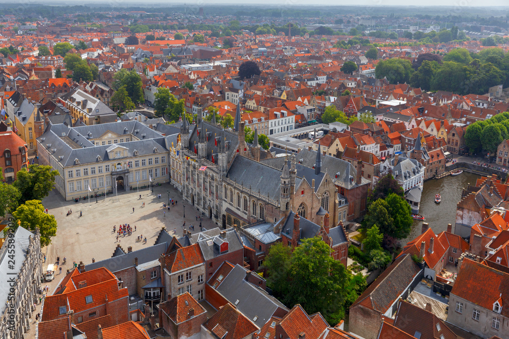 Brugge. Aerial view of the city.