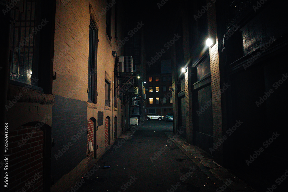 dark street. urban slums at night