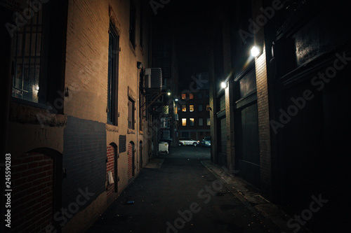 dark street. urban slums at night