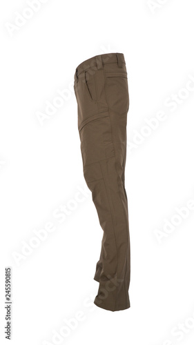 brown softshell pants in front of white background