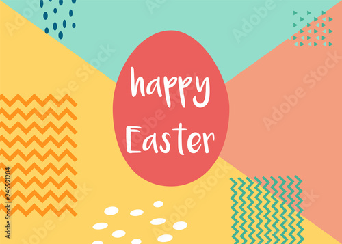Happy Easter banner with egg in flat style