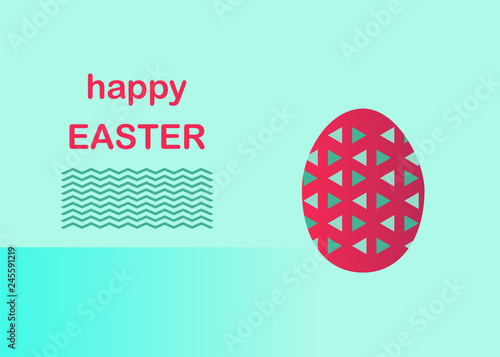 Happy Easter banner with egg in flat style