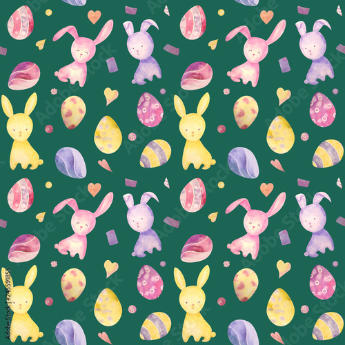 Wallpaper Mural Cute baby easter rabbit seamless pattern, illustration for children clothing. Watercolor Hand drawn Torontodigital.ca