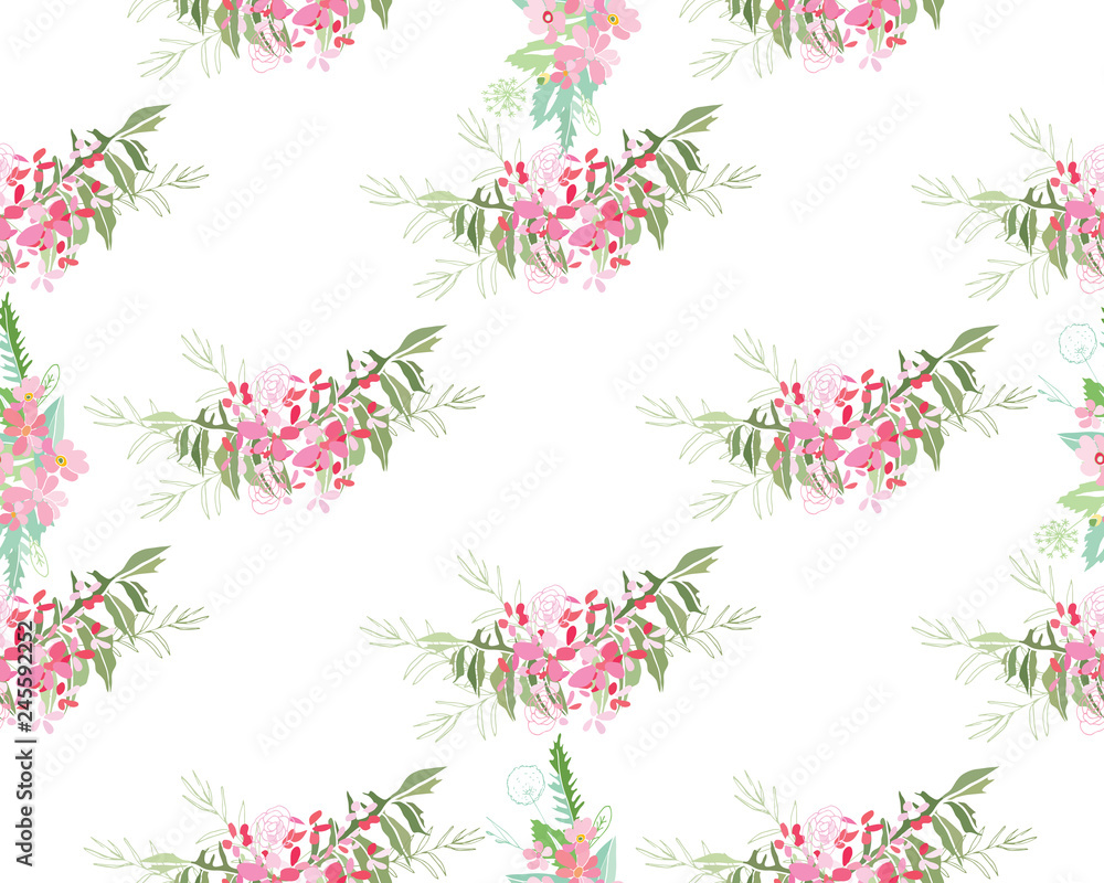 Summer flower composition with delicate light flowers. illustration.