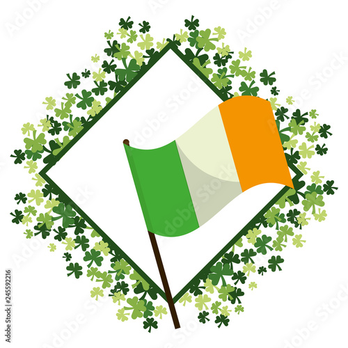 irish flag with clovers frame