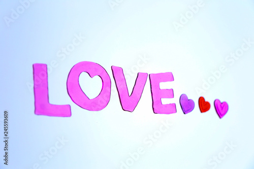 Love message written on the blue and white background