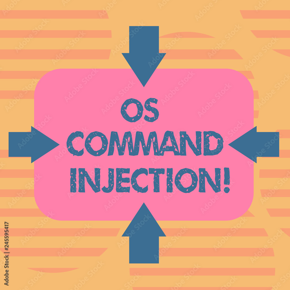 Word writing text Os Comanalysisd Injection. Business concept for Attack technique used for illegal execution of comanalysisds Arrows on Four Sides of Blank Rectangular Shape Pointing Inward photo Word writing text Os Comanalysisd Injection. Business concept for Attack technique used for illegal execution of comanalysisds Arrows on Four Sides of Blank Rectangular Shape Pointing Inward photo